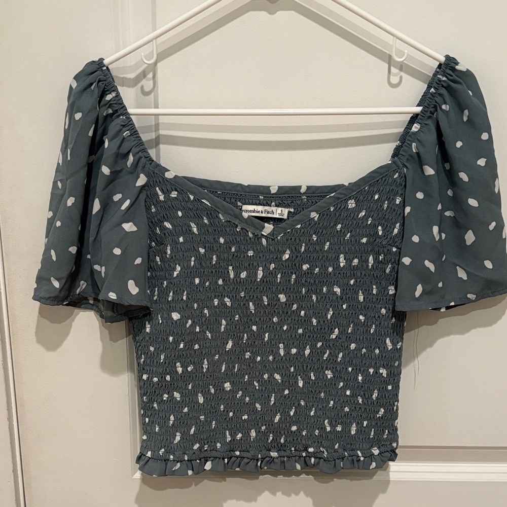 Abercrombie & Fitch Dark Teal Smocked Blouse